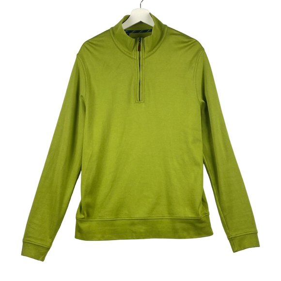 Robert Talbott Sweatshirt Adult L 1/4‎ Zip Green Pullover Pima Cotton Mens Polo - Picture 1 of 15